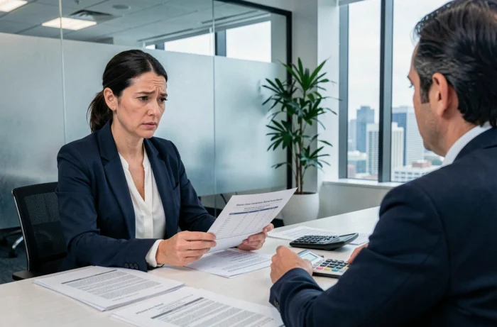 Propriétaire d'un appartement meublé en réunion avec un conseiller fiscal pour comprendre les taux d'imposition applicables